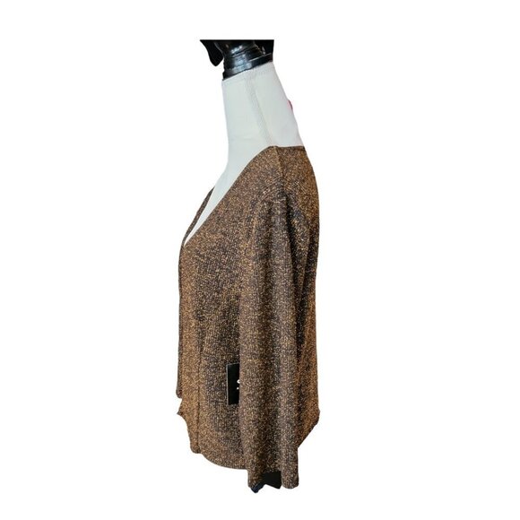 NWT Onyx Metalica Black Gold Eve Night Open Cardigan Sweater in Size L - Picture 2 of 4